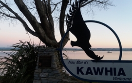 motel located alongside Kawhia Harbour'